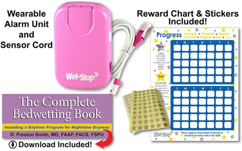 3 Pink Bedwetting Enuresis Alarm with Loud Sound & Strong Vibration for Boys or Girls