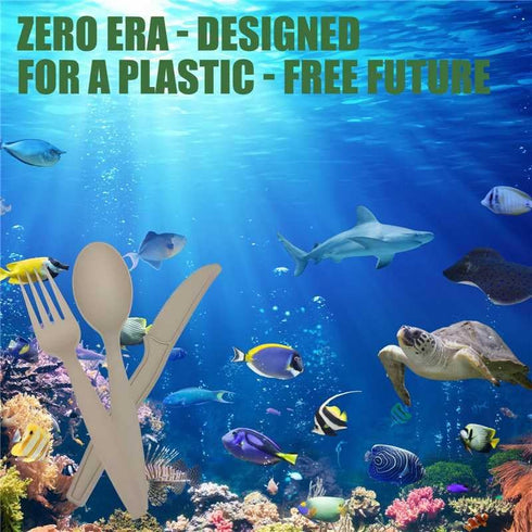 Zero Era 20 Count Bio-Based Disposable Fork, | Tea Fiber Fork, Plastic-Free Cutlery | No Microplastics, No Plasticizers