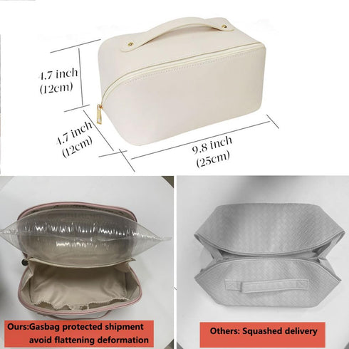MINGRI Large Capacity Waterproof Travel Cosmetic Bag for Women, PU Leather Makeup Bag, Multifunctional Toiletry Bag