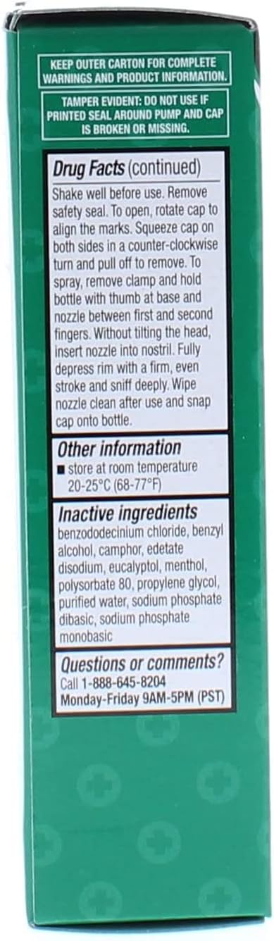 Nasal Relief Spray, Pump Mist for Severe Congestion, Anti-drip, 12 Hours, 6 Pack (Oxymetazoline HCI)