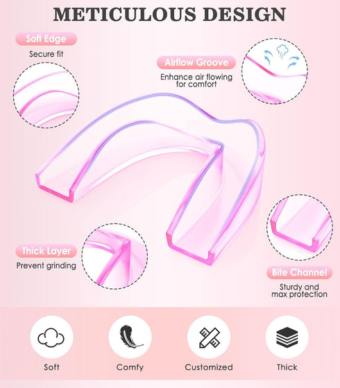 Mouth Guard for Grinding Teeth - 4 Pack Moldable Teeth Guard for Night Sleep, Ventilated Teeth Grinding Guard Box
