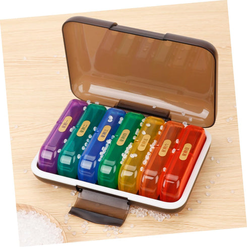 HAMPPLIES 7-Day Weekly Pill Organizer Medicine Storage Case with Compartments Portable Travel Pharmacy Box Small