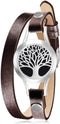 Wild Essentials Tree of Life Essential Oil Bracelet Diffuser, Leather Wrap Band, Stainless Steel