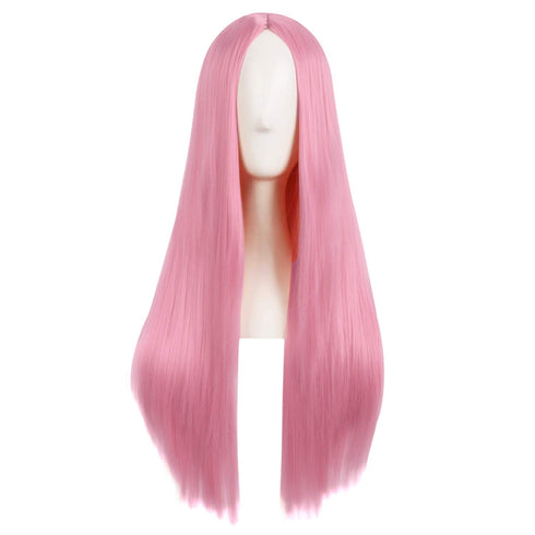 MapofBeauty 28 Inch/70 cm Women Long Straight Synthetic Wig, Special Light Hot Pink