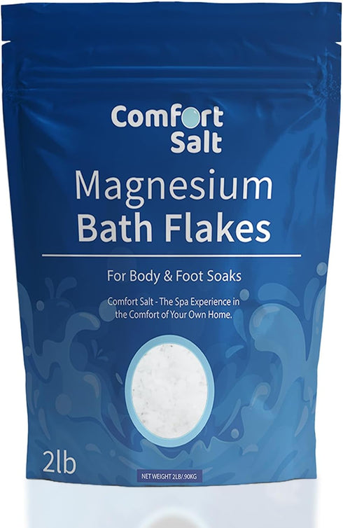 Magnesium Bath Flakes, 2 Pound Bag for Relaxation, Recovery, and Wellness Soak
