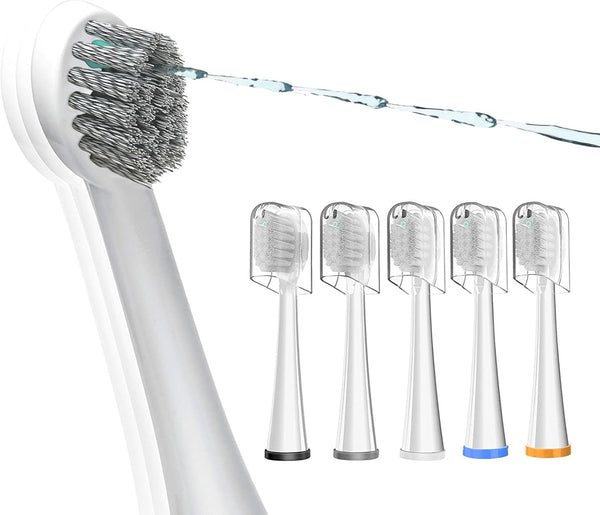 Replacement Brush Heads for Waterpik Sonic Fusion 2.0 Flossing Toothbrush, Compact, 5 Count, White, Hard Bristles
