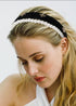 TERSE Black Velvet Headband for Women with White Pearl, Cute Designer Fashion Hair Accessories for Holiday