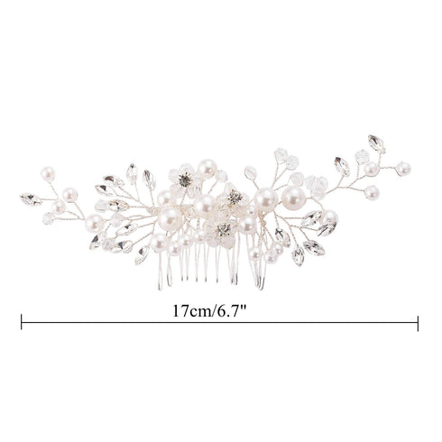 inSowni 28 Pack Silver Flower Pearl Wedding Bridal Hair Side Combs and U Shaped Hair Pins Clips for Women Girls