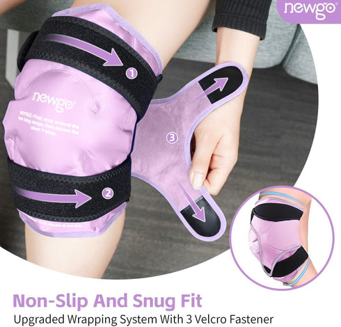 NEWGO Ice Pack Wrap for Knee Replacement Surgery, Reusable Gel Cold Pack for Knee Injuries, Meniscus Tear, ACL, Swelling