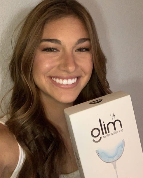 Glim Teeth Whitening Kit for Sensitive Teeth - 36 LED USB Rechargeable Light, Enamel Safe with 4 Gel Pens