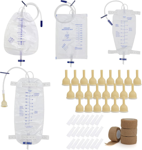 Zentherra Condom Catheters for Elderly Men Age 80-24PCS Latex Condoms, 750ml & 1000ml