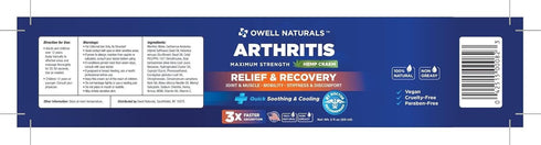 OWELL NATURALS Joint & Muscle Cream, All-Natural Maximum Strength Relief & Recovery for Back (2 Fl Oz)