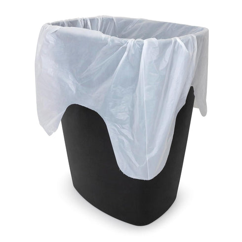 Plasticplace 8 Gallon Trash Bags with Flaps, 110 Count, Value Line White Garbage Can Liners