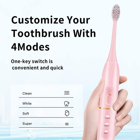 Electric Toothbrush Set with 8 Brush Heads & Travel Case, 4 Modes, 42000 VPM Motor