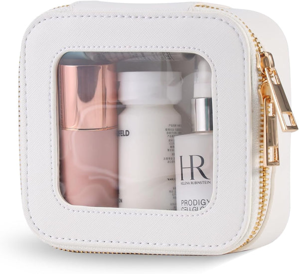 Mini Clear Makeup Bag, Small Cosmetic Bags with Zipper, Waterproof Clear Toiletry Bag Travel Makeup Organizer for Women