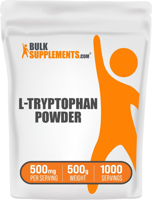 BulkSupplements.com L-Tryptophan Powder, 500mg, Gluten Free, 500g (1.1 lbs)