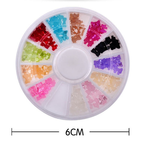 Nail Art DIY Bows Decoration, 3D Rhinestones Wheel Manicure Tips, 4Pcs for Creative Nail Designs