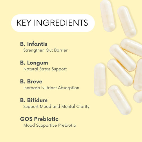 Probiotics 30 Billion CFU Supplement with Prebiotics for Mood & Digestion Support - 60 Days Supply