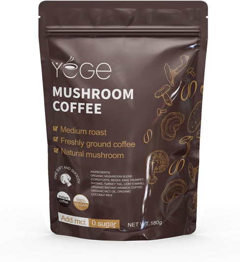 Mushroom Coffee, Instant Mushroom Coffee with Cordyceps, Reishi, King Trumpet, Shiitake, Turkey