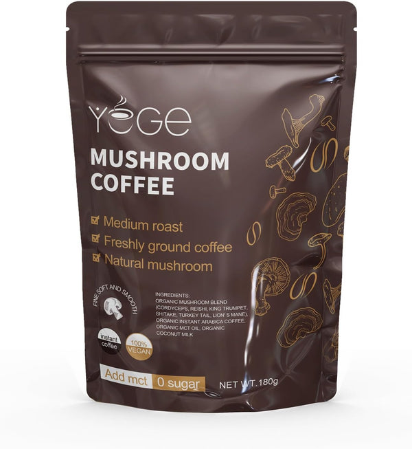 Mushroom Coffee, Instant Mushroom Coffee with Cordyceps, Reishi, King Trumpet, Shiitake, Turkey