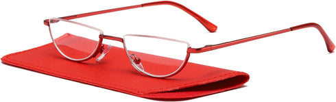 Viseng 2 Pack Vintage Alloy Half Moon Reading Glasses, Slim Half Frame Lens Readers, +2.5
