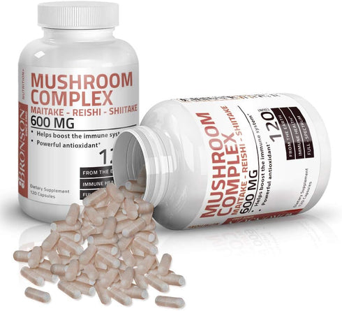 Triple Mushroom Complex - Maitake, Reishi, Shiitake - Full Spectrum Antioxidant & Immune Booster, 600 mg, 120 Count