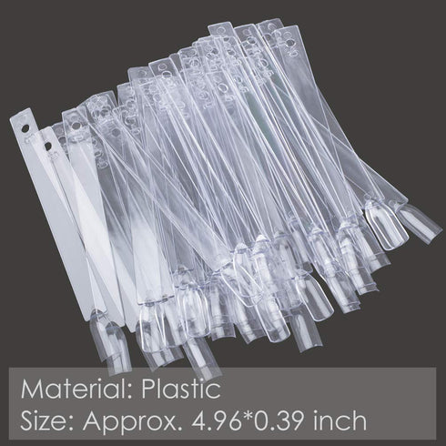 KINGMAS 150 Pcs Nail Swatches Sticks with Ring, Clear Nail Art Color Display False Nail Tips Polish Practice
