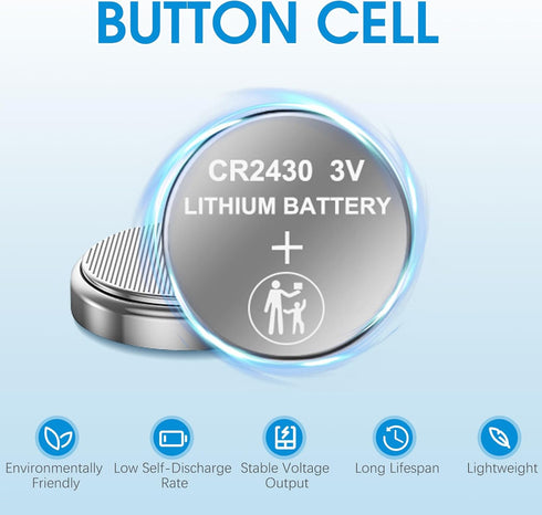 CR2430 3V Lithium Coin Cell Battery - Premium 10 Pack for Watches, Medical Devices, and Calculators