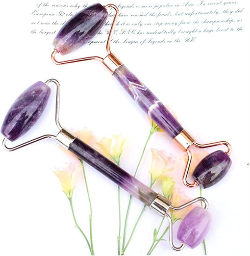 MESKEL Set 1 Amethyst Rough Stone Face Care Massage Tool Amethyst Roller Gua Sha Massage Natural Crystal Jade Massager