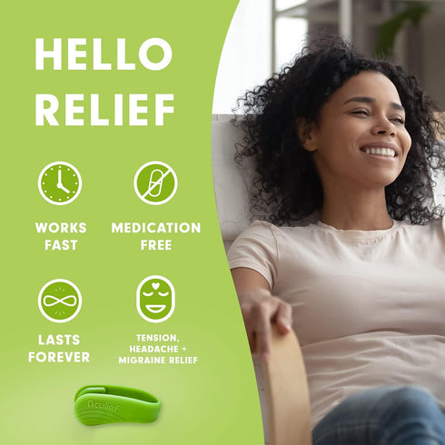 Award Winning Natural Headache Relief Wearable – 2 Pack (X-Small/Kids Green) for Tension and Stress