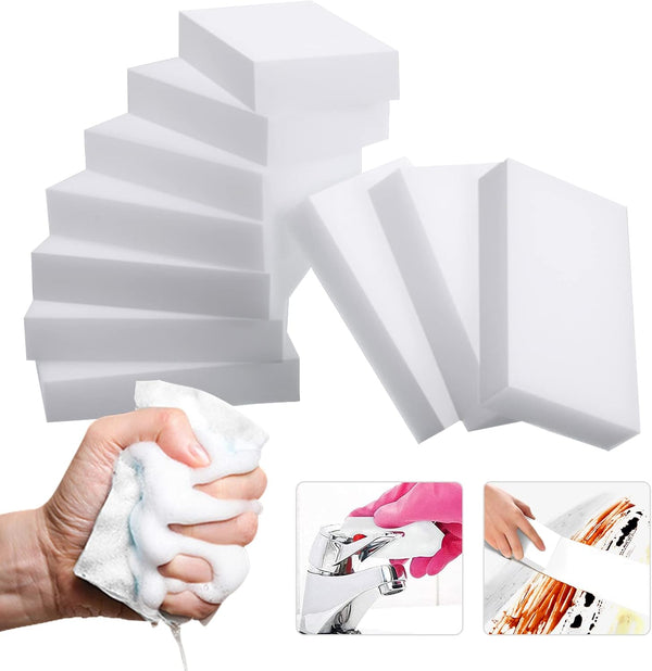 Magic Sponge Eraser, 100 Pack Melamine Sponge Foam, Non-Scratch Household Cleaning Pads for Kitchen, Bathroom, and More