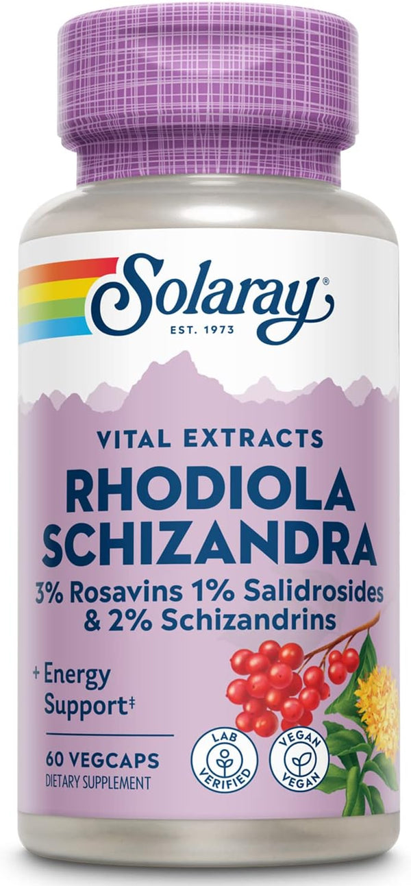 Solaray Rhodiola and Schizandra Supplement, 500 mg, 60 Count