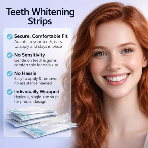 Teeth Whitening Strips for Sensitive Teeth Gentle Daily Whitening, Enamel-Safe & Peroxide-Free, Removes Coffee & Tea