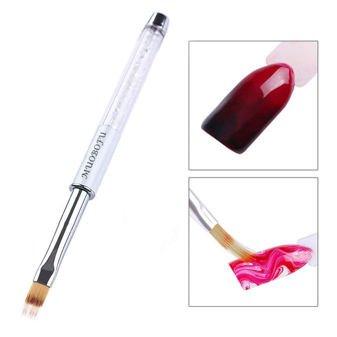 Nail Art Brushes, Professional Gradient Manicure Tools with Rhinestone Handle, DIY Home Salon Pens for Drawing