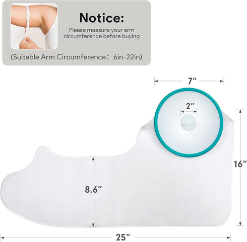 Cast Cover for Shower Arm Adult, Waterproof Full Arm Cast Protector for Shower Bath, Arm Cast and Bandage Cover for
