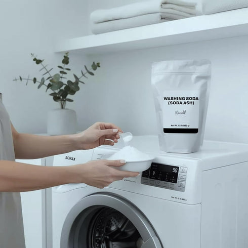 Packaged (4 Minimalist Washing Soda, Ideal for Laundry and Household Cleaning, for Convenience in a Refillable Bag