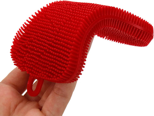 Red 5 Pcs Silicone Cleaning Scrubber, Colored Sponges for Dishes, Kitchen Cleaning