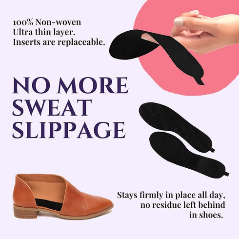 Ultra-Thin Shoe Inserts, Sweat & Odor Absorbent Insoles, Replaceable Barefoot Liners for Women’s Size 8-9, 4 Pairs