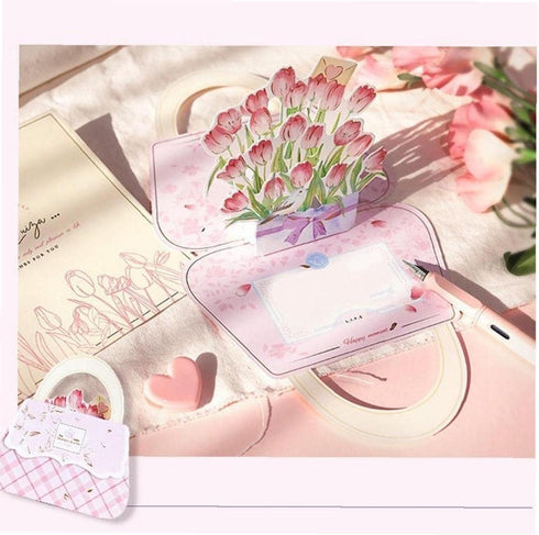 Zhuluck 3D Pink Mother'S Day Up Cards Anniversary Up Cards Gift For Birthday Anniversary Wedding