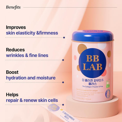 BB LAB Collagen Powder S Plus - Halal, Low Molecular Korean Collagen Powder Stick Supplement, Grapefruit Flavor