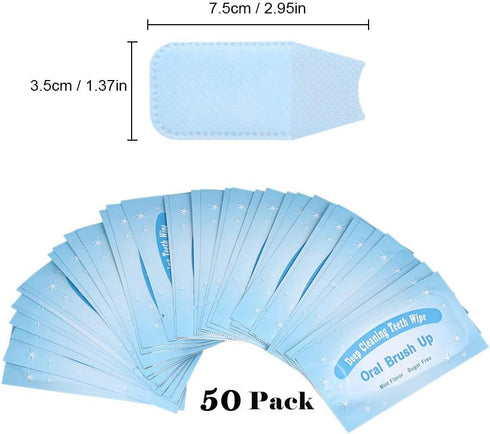 Oral Finger Wipes for Teeth Whitening, Mint Flavor, 50 Pcs Oral Cleaning Wipes
