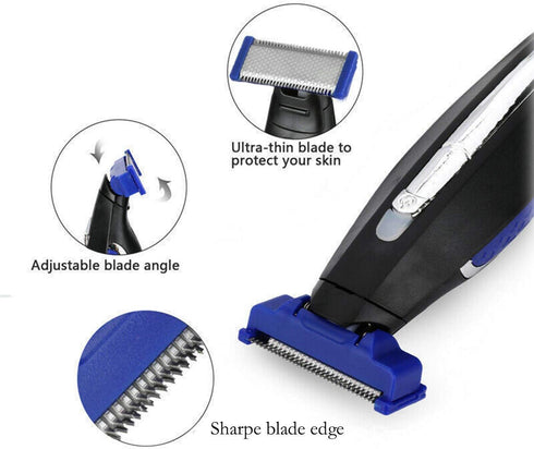 Replacement Head for Microtouch Solo Men's Shaver - Electric Micro Trimmer with 3 Razor Blades, Clean Brush, USB Charger