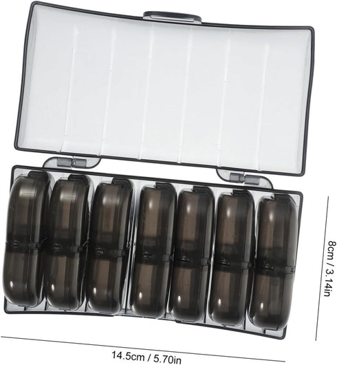 Hemobllo Weekly Portable Pill Organizer Medicine Case with Wear-Resistant Black Shell, Compact Detachable Medicine