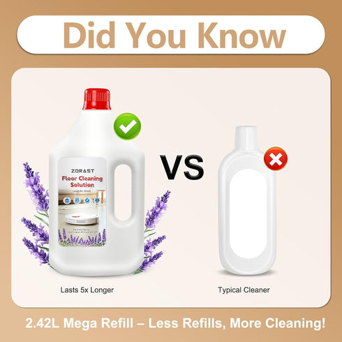ZORAST (S7, S8, Q7, Q8 Lavender Scent Floor Cleaning Solution, Compatible with All Roborock Mopping Robots Qrevo