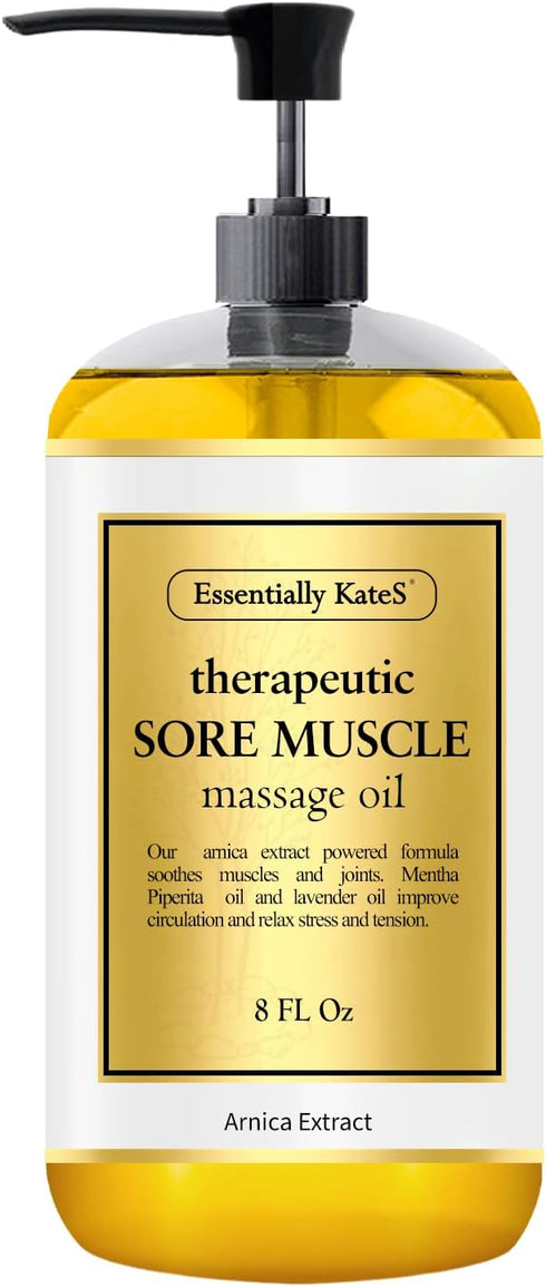 Sore Muscle Massage Oil, 8 Fl Oz, with Arnica Extract and Peppermint, Soothe Sore Muscles and Joints