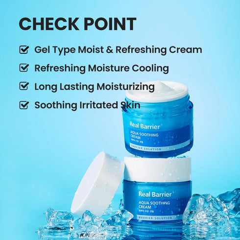 Real Barrier Aqua Soothing Cream 1.7 Fl.Oz. 50ml Hyaluronic Acid Facial Cream| Redness Relief Face Cream for Sensitive Skin | Face Moisturizer for Dry Skin| Calming Chamomile Extract| Korean Skincare