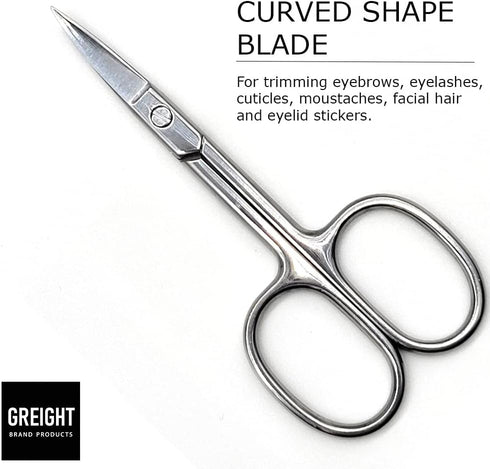 Stainless Steel Grooming Scissors Pack of 2 with Travel Case, Eyebrow, Nose Hair & Beard Trimming Kit