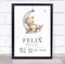 The Card Zoo Birth Details Nursery Christening New Baby Teddy Moon Keepsake Gift Print