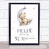 The Card Zoo Birth Details Nursery Christening New Baby Teddy Moon Keepsake Gift Print