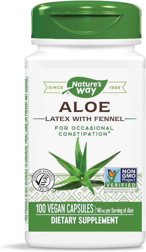 Nature's Way Aloe Latex with Fennel | 100 Vegan Capsules | For Occasional Constipation